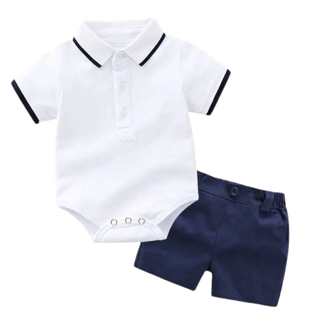 White polo shirt and short set