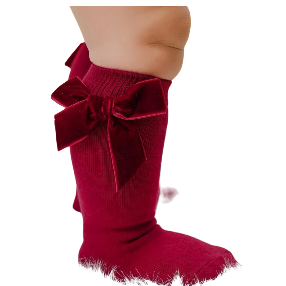 Plain velvet ribbon socks