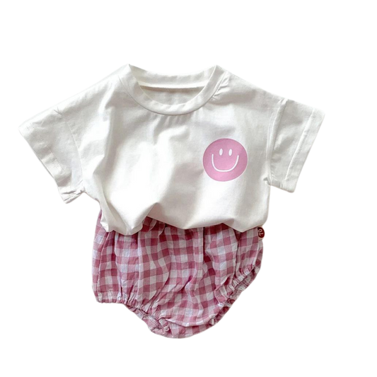 Pink smiley face set