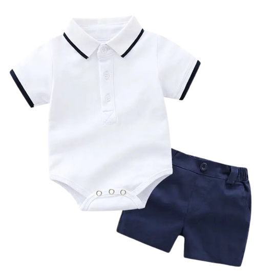 White polo shirt and short set