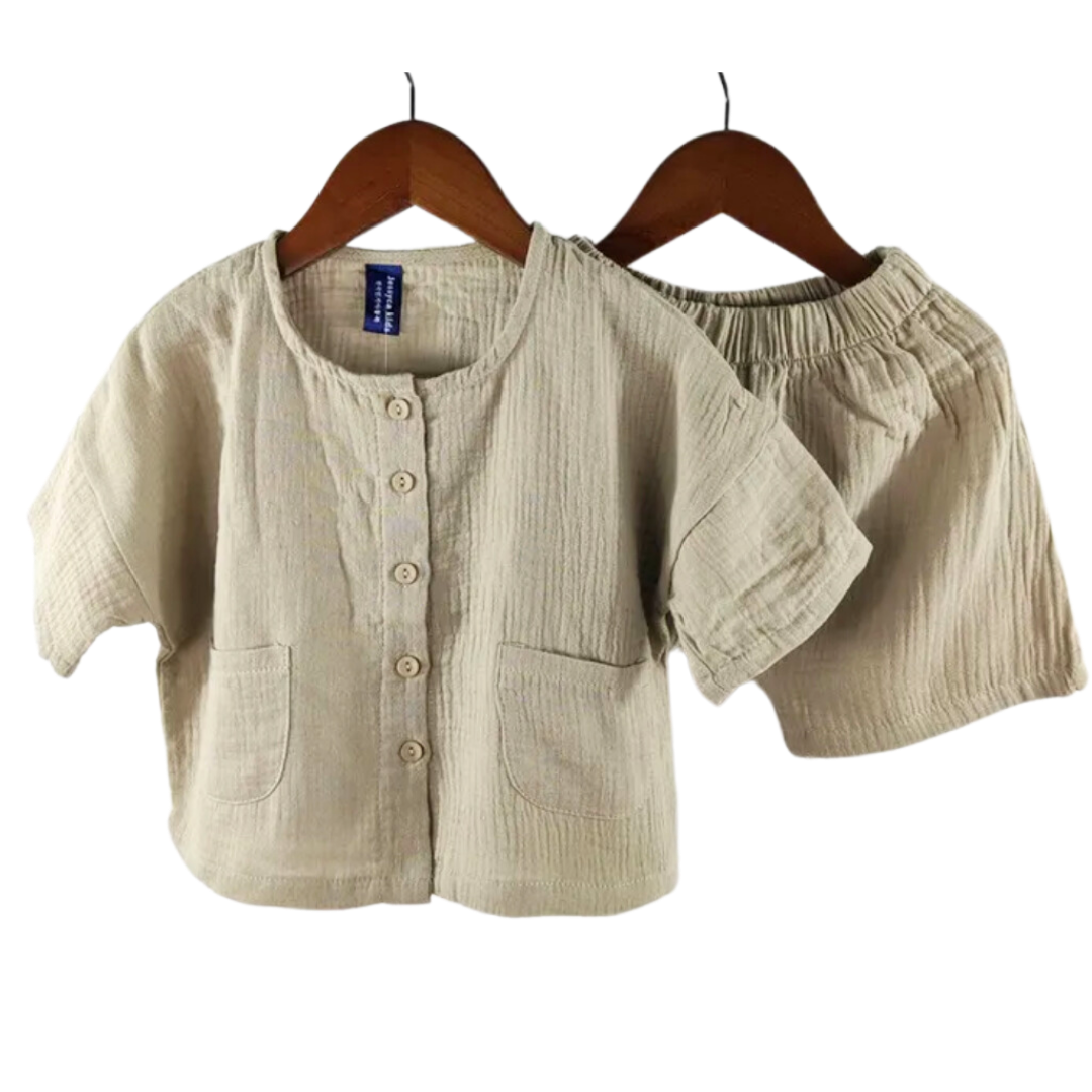 beige linen set
