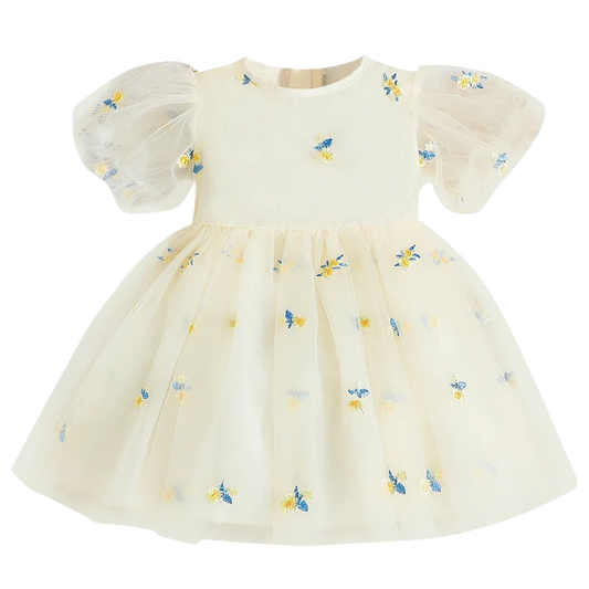 Off white dress with yellow flowers