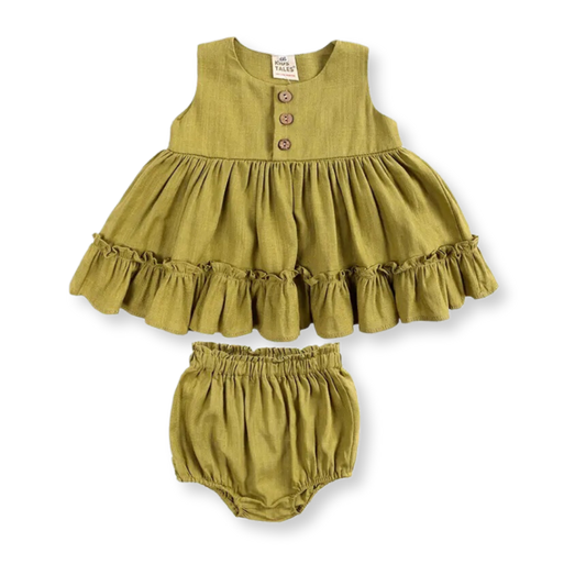 Baby girl mustard set