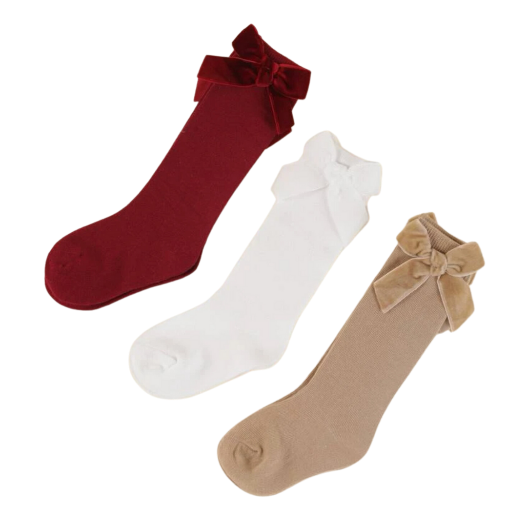 Plain velvet ribbon socks