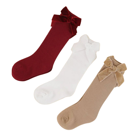 Plain velvet ribbon socks